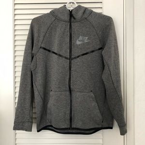 Nike Youth gray fleece tech zip up hoodie